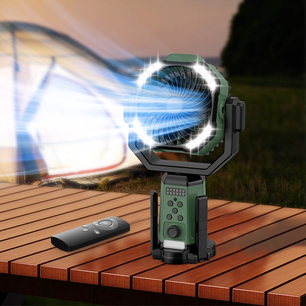 Camping Fan Aluminum Tripod Desk Electric Fan App Control Air Cooler Charging Stretched Outdoor Rechargeable Fan With Power Bank