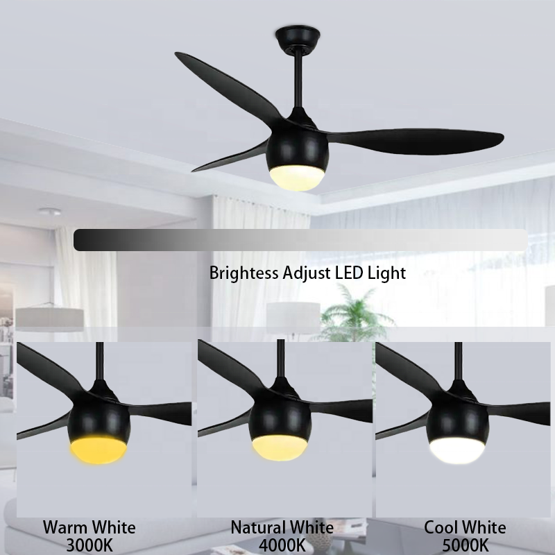 Modern Ceiling Fan light Remote Control Dc 52" Abs 3 Blade Led Home Ceiling Fan With Light