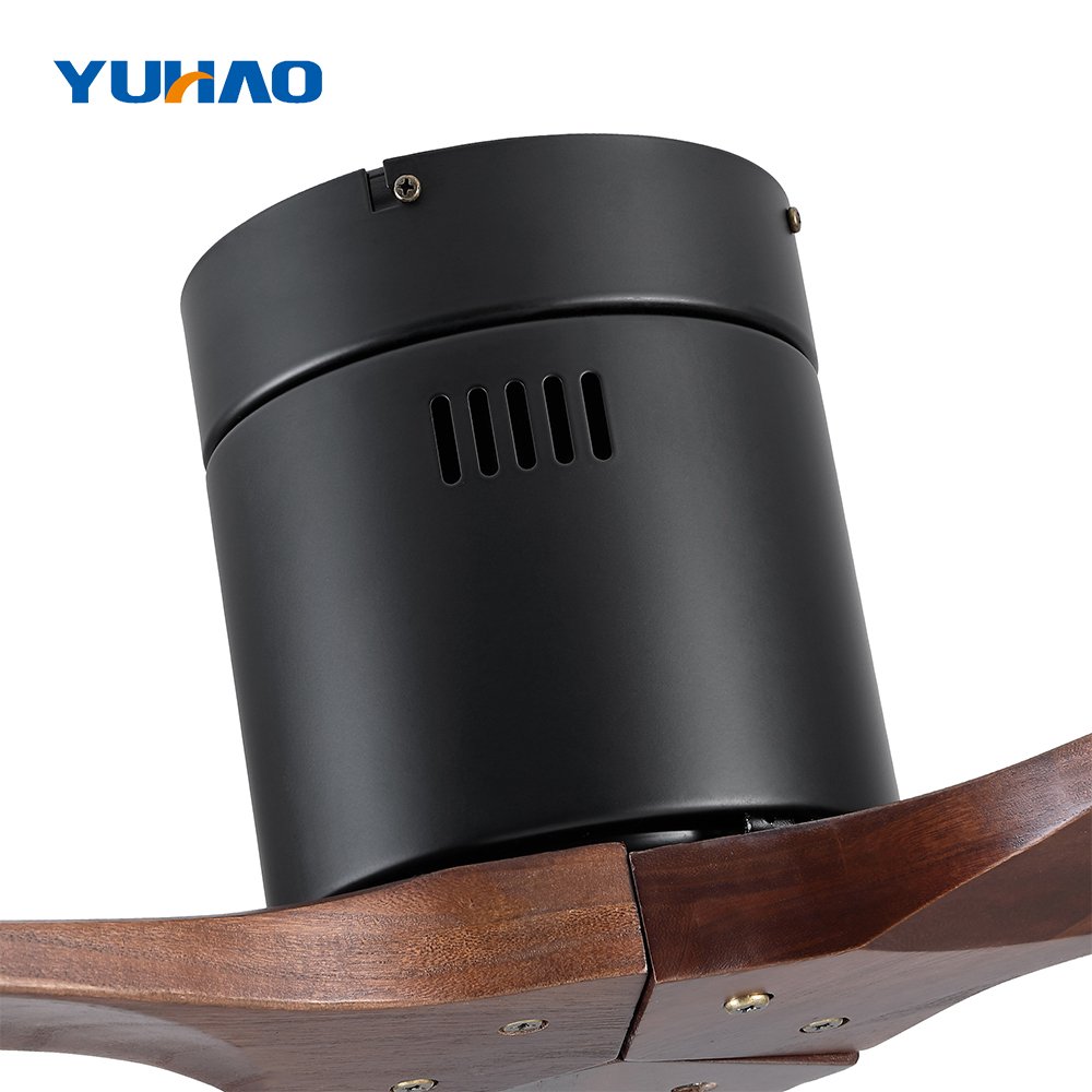 modern 52 inch solid wood 3 blades wooden living room decoration led ceiling fans lights lamp with remote control for home