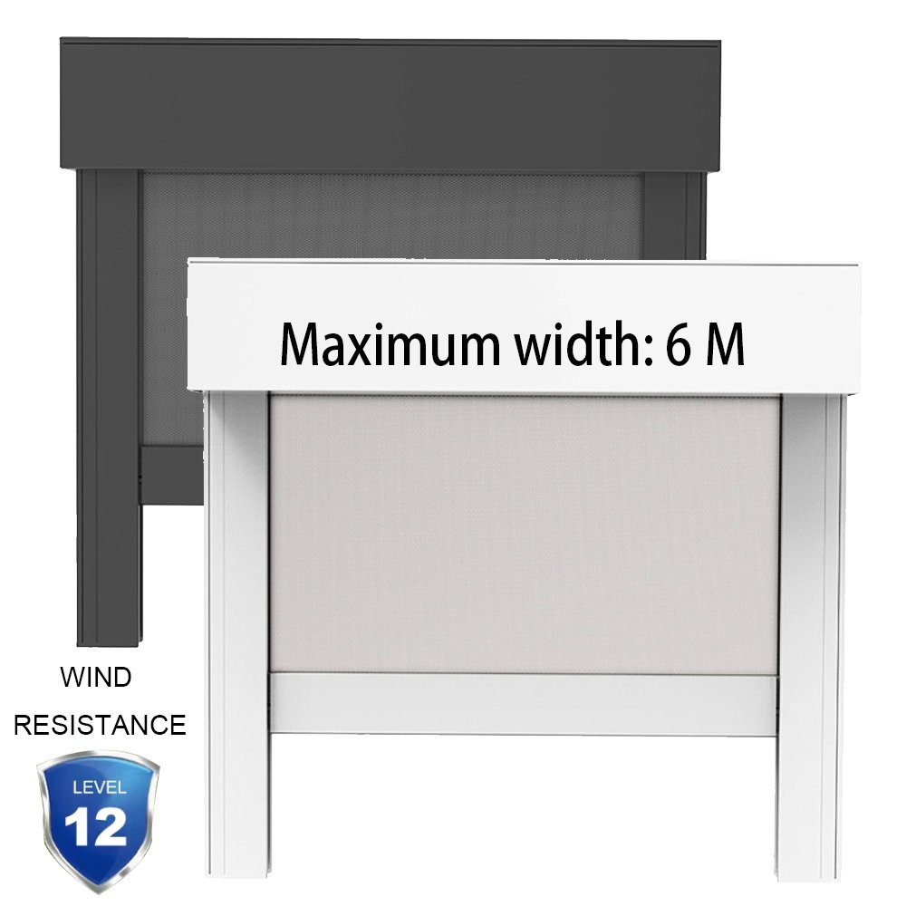 Commercial Light Filtering Electric Outdoor Window Door Pergola Zip Tracks Screen Outdoor Shade Wind Resistant Roller Blinds