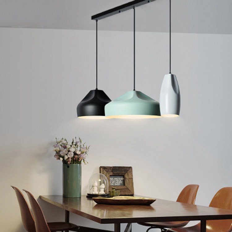 Modern Nordic colorful lampshade ring living room bedroom home decorative lighting high ceiling LED Chandeliers pendant lights