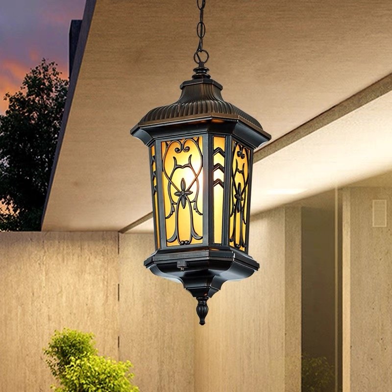 Antique European style rural pendant light LED outdoor waterproof balcony garden light corridor pendant light