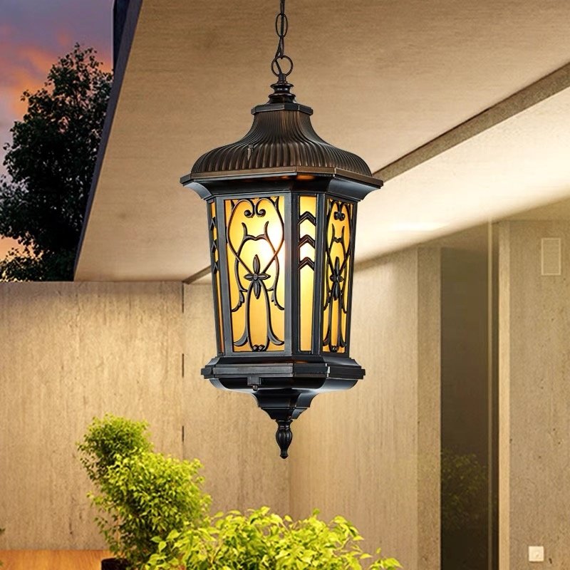 Antique European style rural pendant light LED outdoor waterproof balcony garden light corridor pendant light