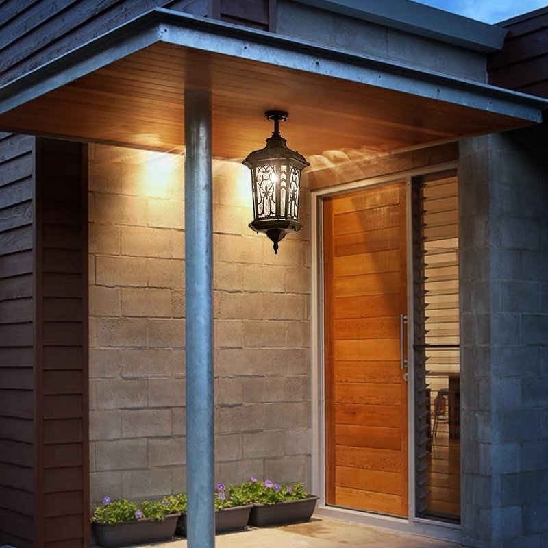 Antique European style rural pendant light LED outdoor waterproof balcony garden light corridor pendant light