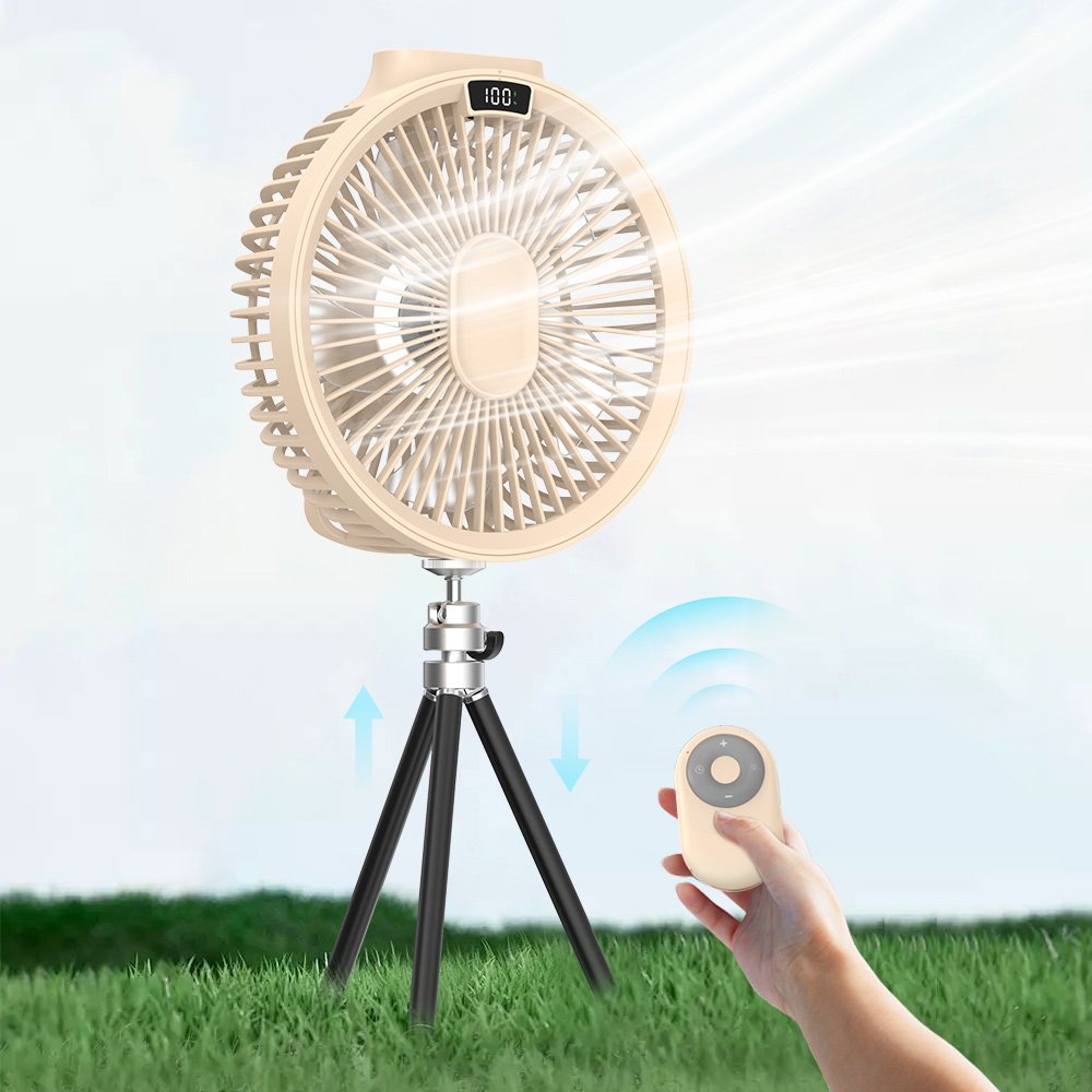 Remote Control Desktop USB Rechargeable Fan Portable Led Light Ceiling Camping Outdoor Fans With Metal Tripod