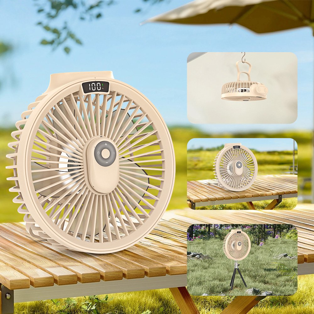 Remote Control Desktop USB Rechargeable Fan Portable Led Light Ceiling Camping Outdoor Fans With Metal Tripod