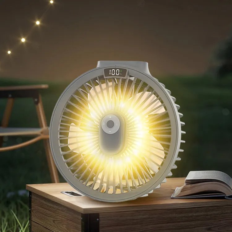Remote Control Desktop USB Rechargeable Fan Portable Led Light Ceiling Camping Outdoor Fans With Metal Tripod