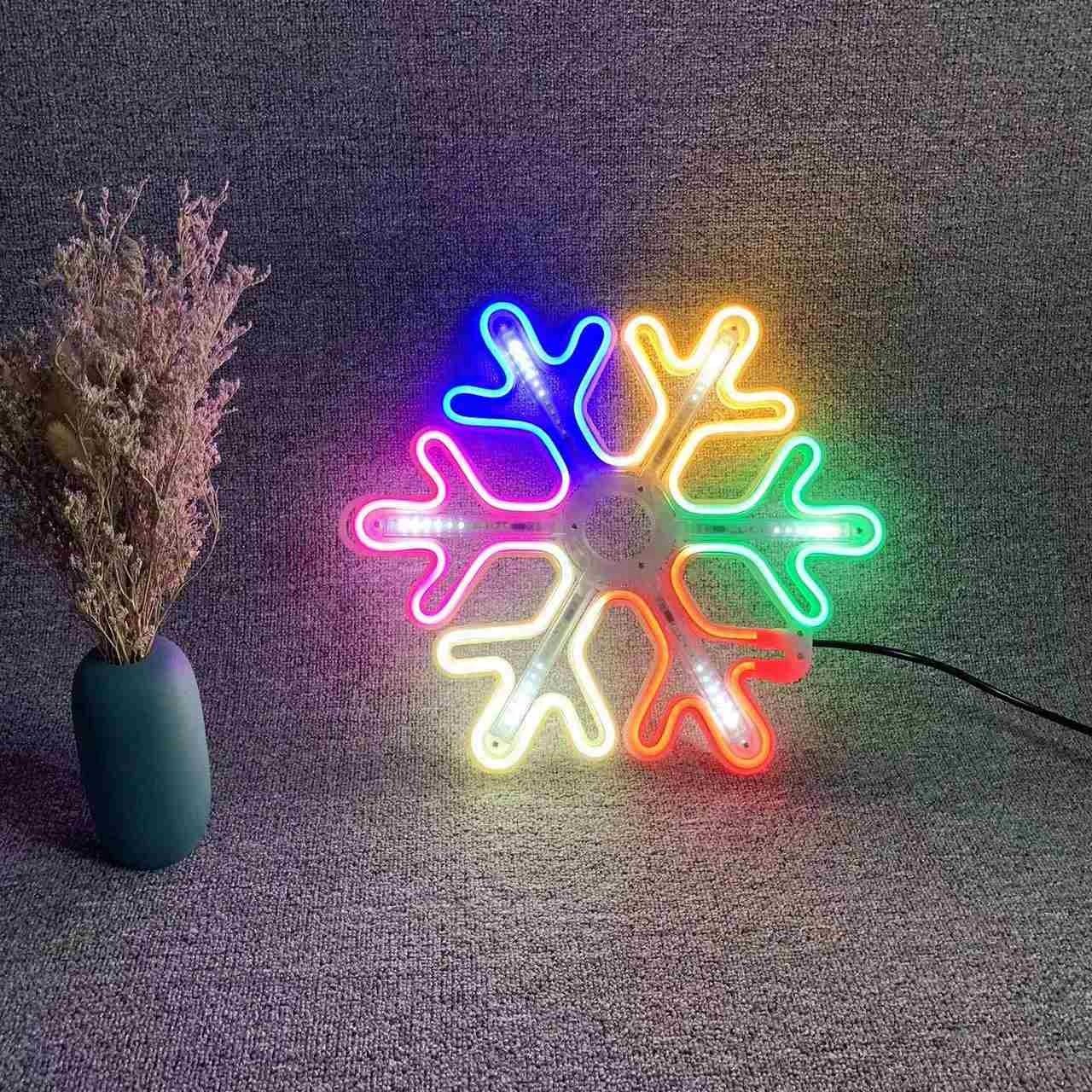 New product atmosphere decoration motif lighting outdoor snowflake rgb led neon rope light