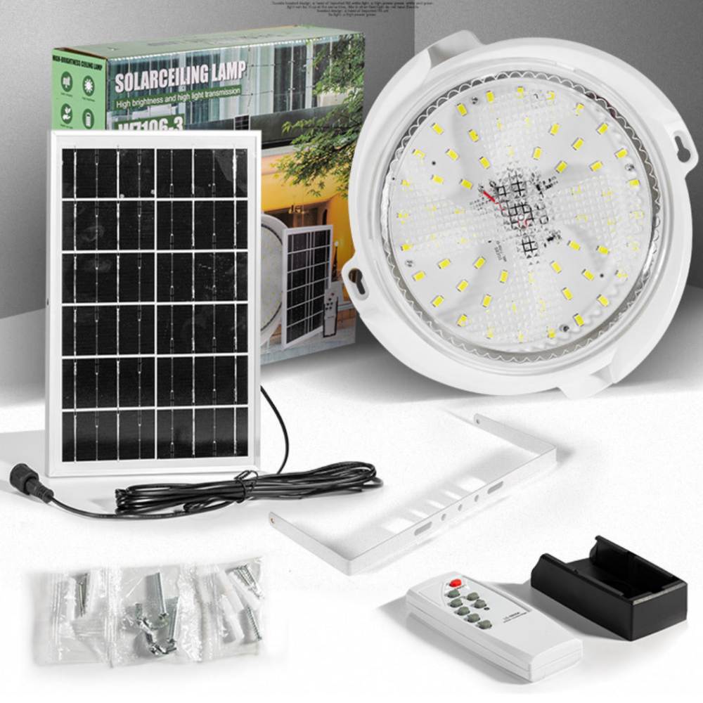 2025 FY Factory Direct 100W Indoor Solar Ceiling Light Remote Control LED UL ROHS Certified ABS Aluminum IP65 IP67 Outdoor