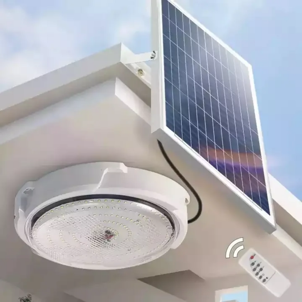 2025 FY Factory Direct 100W Indoor Solar Ceiling Light Remote Control LED UL ROHS Certified ABS Aluminum IP65 IP67 Outdoor