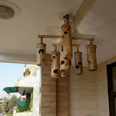 Rustic Bamboo LED Chandelier Ceiling Pendant Lamp Light Hanging Decorative Lanterns For Living Room Hotel Restaurant
