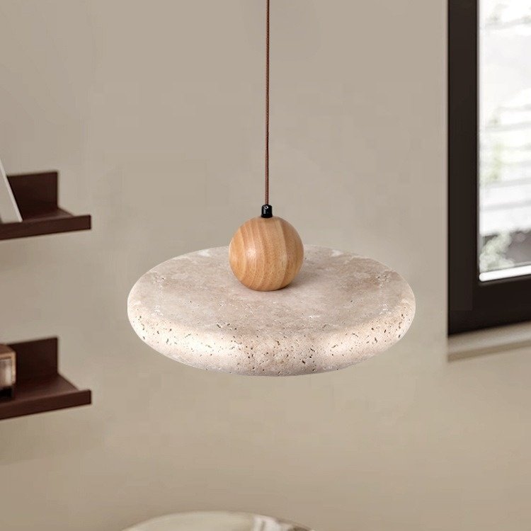 New arrival Indoor Yellow Travertine Pendant Light for bedroom dinning room led stone hanging lamp