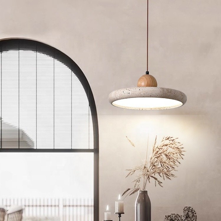 New arrival Indoor Yellow Travertine Pendant Light for bedroom dinning room led stone hanging lamp