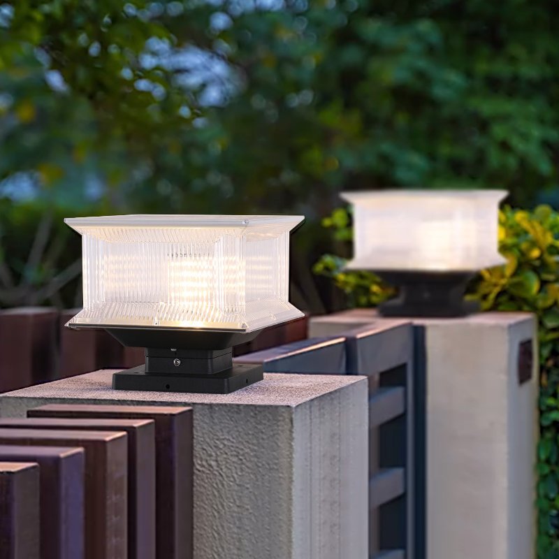 solar powered sensor lamp waterproof outdoor solar led gate pillar light for garden yard fence patio deck porch