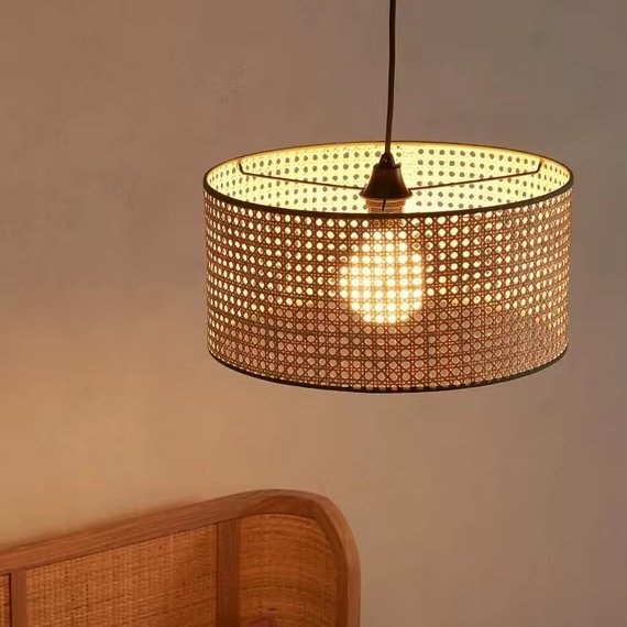 Modern Ecofriendly Handcrafted Rattan Pendant Lighting European Wicker Rattan Lampshade Woven Bamboo Chandelier Home Outdoor