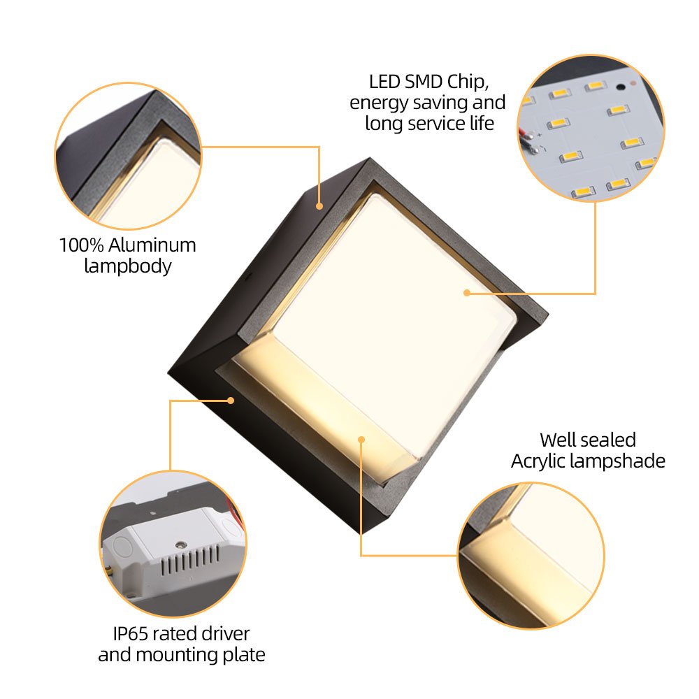 Aisilan external balcony modern classic vintage square ip65 outdoor electric led wall lamps garden lights