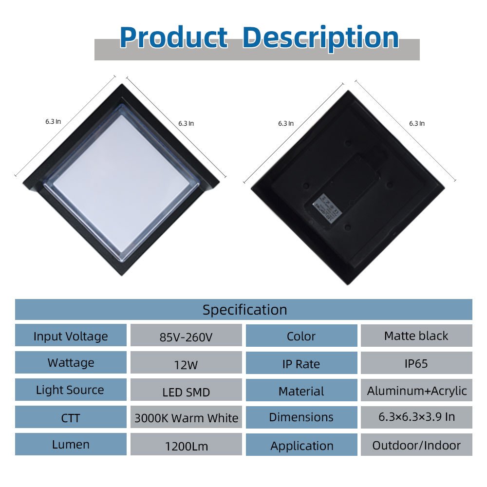 Aisilan external balcony modern classic vintage square ip65 outdoor electric led wall lamps garden lights