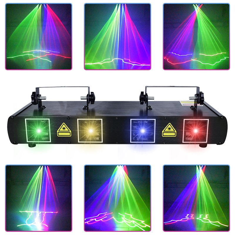 New Version 4 Lens RGB Stage Sound Activated DJ Led Projector Party Lights DMX 512 Controller for Birthday Disco Dance Floor