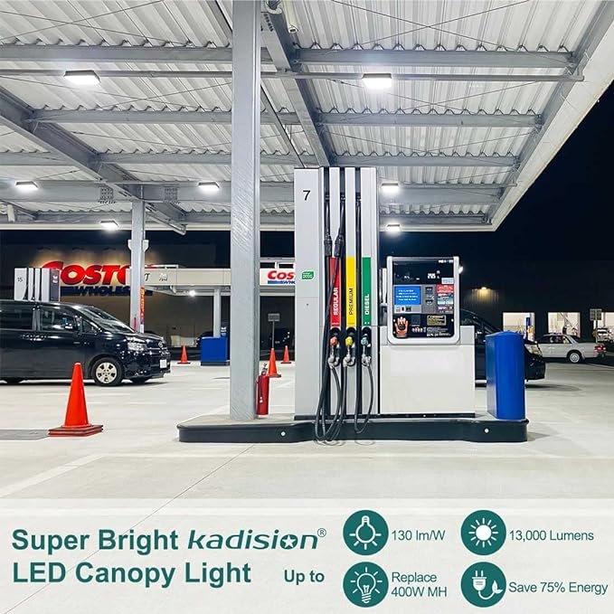 100-277V 40W 60W 80W 100W Wattage Adjustable Gas Station IP65 Waterproof Garage Ceiling Led Canopy Light For Warehouse