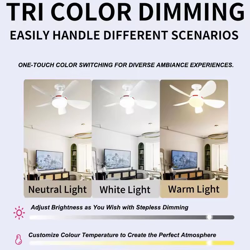 Hot Selling 17" Socket Ceiling Fan Lamp Small Mini Led E27 Bulb Socket Fan Light With Remote Control