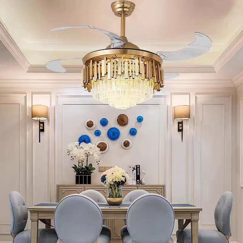 indoor Decorative interior decorativo ceiling Light Ceiling Fan Fan Lampcrystal chandelier light gold luxury ceiling fan
