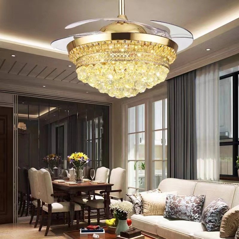indoor Decorative interior decorativo ceiling Light Ceiling Fan Fan Lampcrystal chandelier light gold luxury ceiling fan