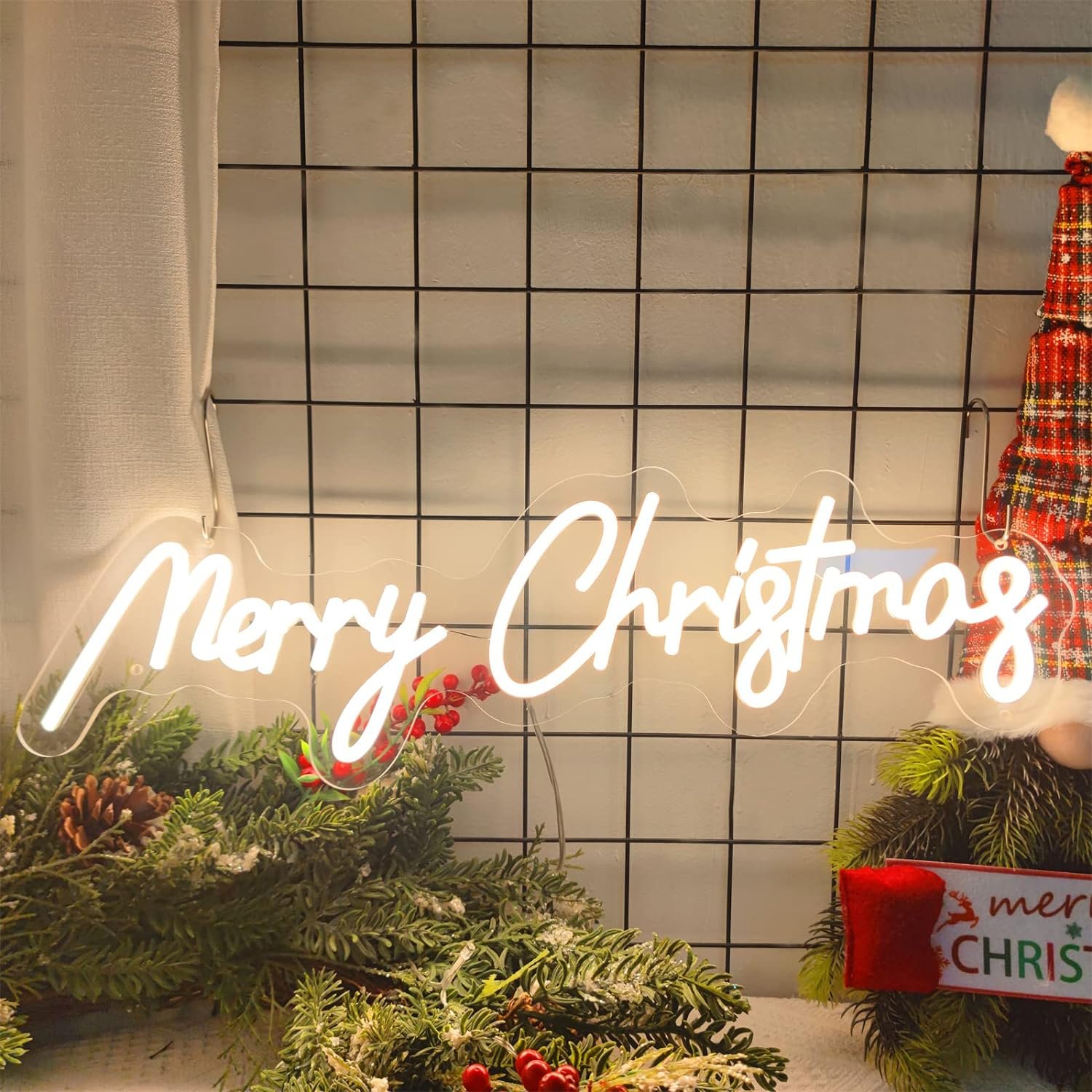 Winbo Merry Christmas Led Sign Light With Acrylic Panels Wall Decor Nightlight For Parties Bedroom Christmas Neon