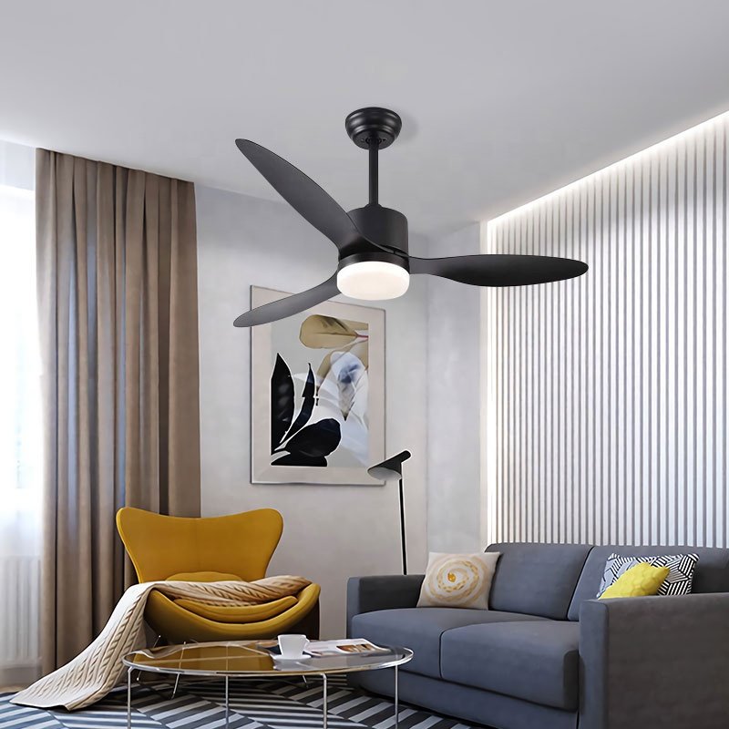 Black Ceiling Fan with Light Energy Saving Ceiling Fans CB CE ETL ROHS KC Remote Control Fan Light Electric English 6 ABS Blades