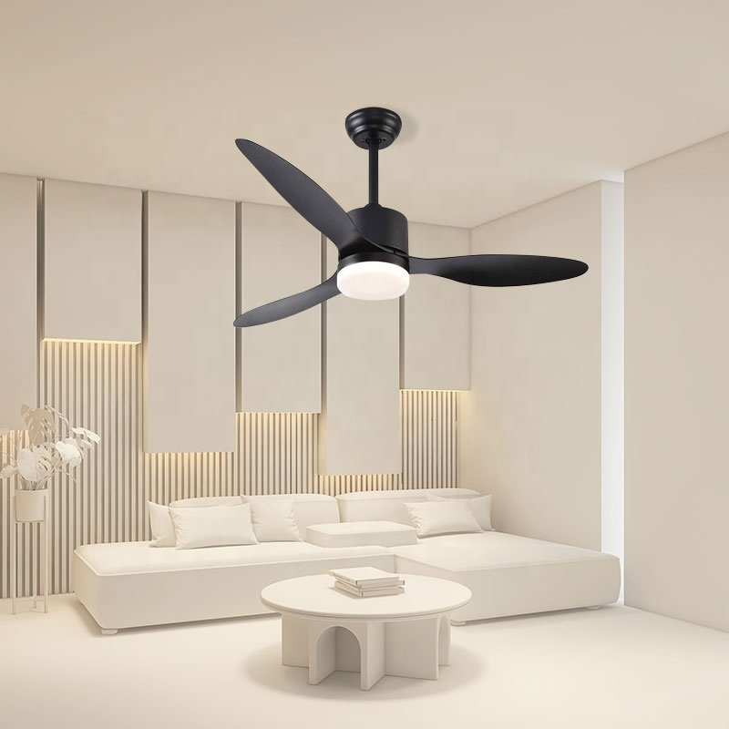 Black Ceiling Fan with Light Energy Saving Ceiling Fans CB CE ETL ROHS KC Remote Control Fan Light Electric English 6 ABS Blades