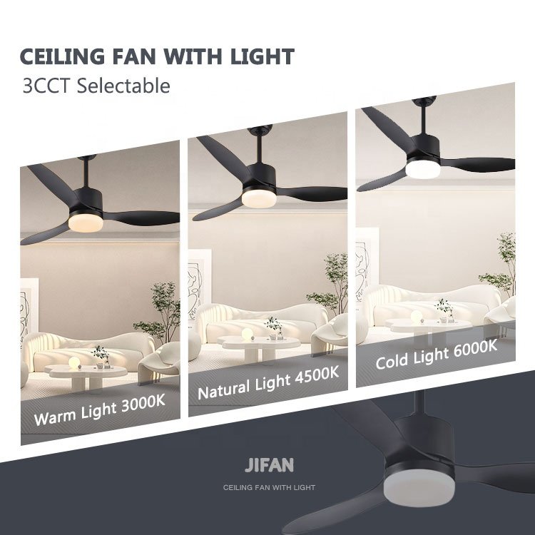 Black Ceiling Fan with Light Energy Saving Ceiling Fans CB CE ETL ROHS KC Remote Control Fan Light Electric English 6 ABS Blades