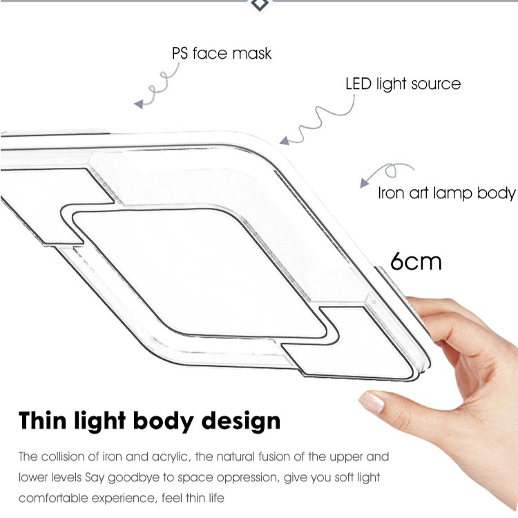 Nordic Stylish Square Frame Surface Mounted Led Ceiling Light Luxury For Home Office Living Room Bedroom