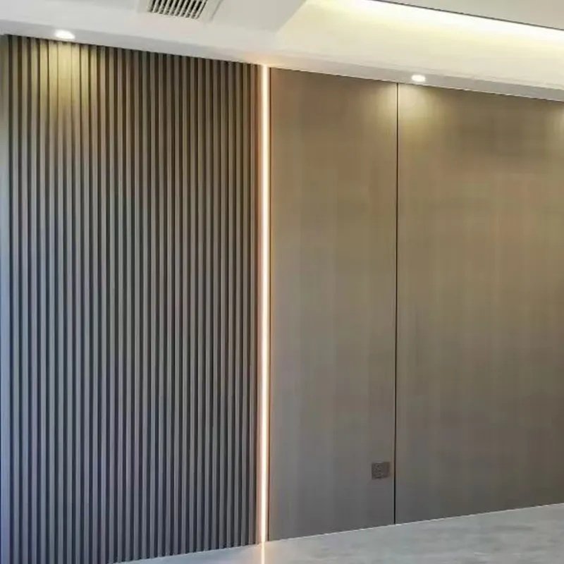 Apolloxy Wooden Grain wall fiuted panel PVC Wpc Wall Panels wall decor panel for indoor Decoration