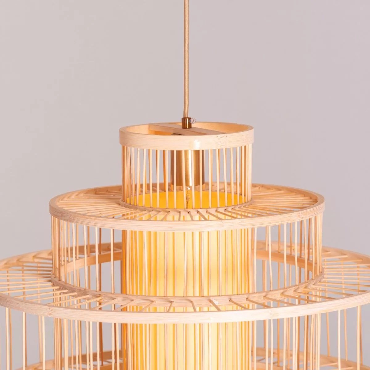 Wooden Cylindrical Ceiling Cane Mashed Pendant Lamp for Indoor Outdoor Bedroom, Hall Study room Library & Office.