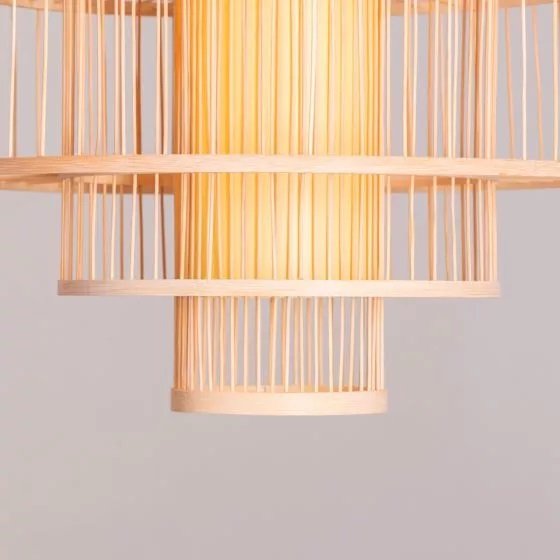Wooden Cylindrical Ceiling Cane Mashed Pendant Lamp for Indoor Outdoor Bedroom, Hall Study room Library & Office.