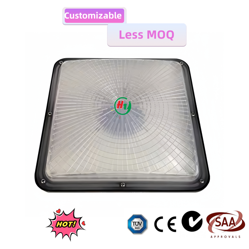 High Quality 50W Energy Saving LED Canopy Light 6500K Aluminum Modern Gas Stations Parking Garages Outdoor Ceiling Installation