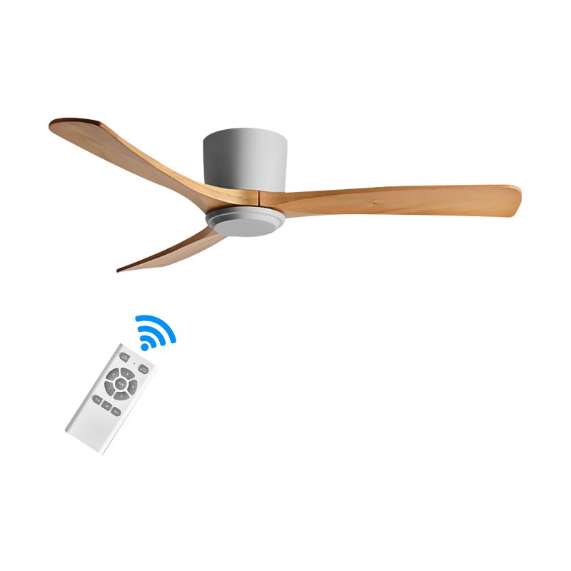 Remote Control Three Solid Wood Blades Glass Body 52inch Outdoor Dc Electric Ceiling Fans
