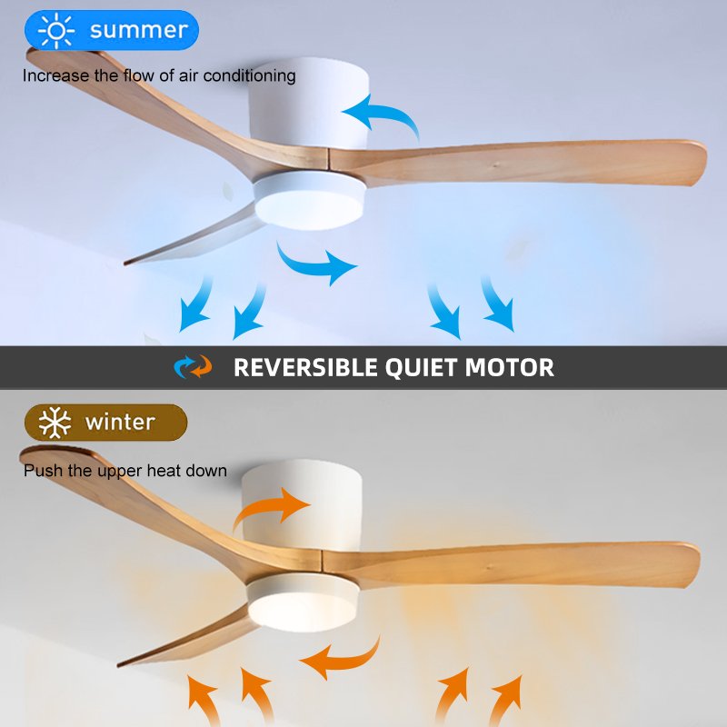 Remote Control Three Solid Wood Blades Glass Body 52inch Outdoor Dc Electric Ceiling Fans