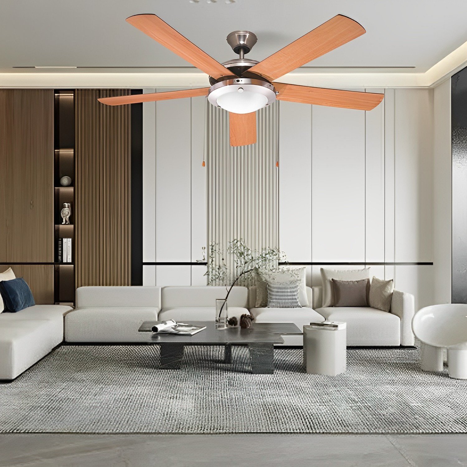 Living Room Restaurant Modern Fan Lamp 5 Plywood Ceiling Fans With Led Lights Remote Control