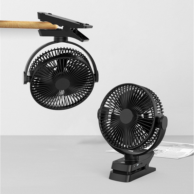New Design Outdoor Portable Handheld Table Ceiling Fan USB Rechargeable LED Light Desktop 8 Inch Clip Fan With Power Bank