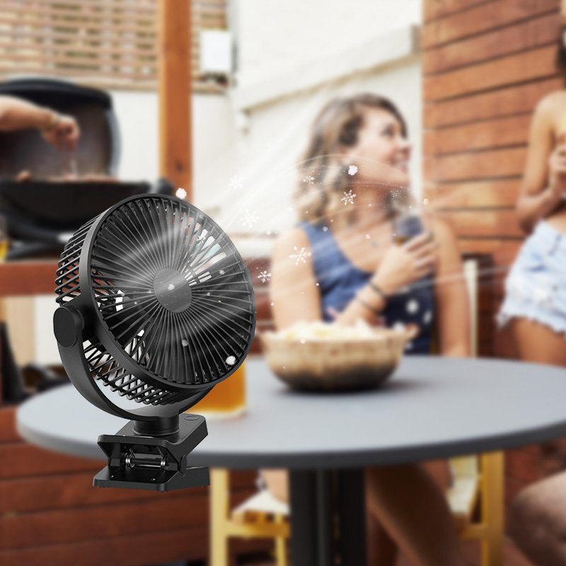 New Design Outdoor Portable Handheld Table Ceiling Fan USB Rechargeable LED Light Desktop 8 Inch Clip Fan With Power Bank