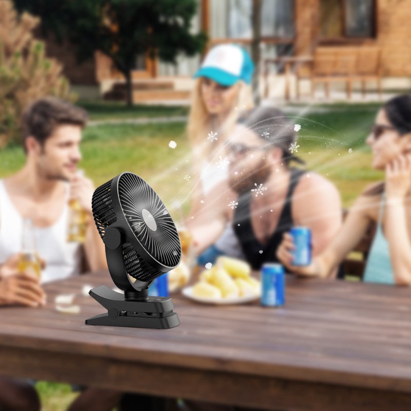 New Design Outdoor Portable Handheld Table Ceiling Fan USB Rechargeable LED Light Desktop 8 Inch Clip Fan With Power Bank