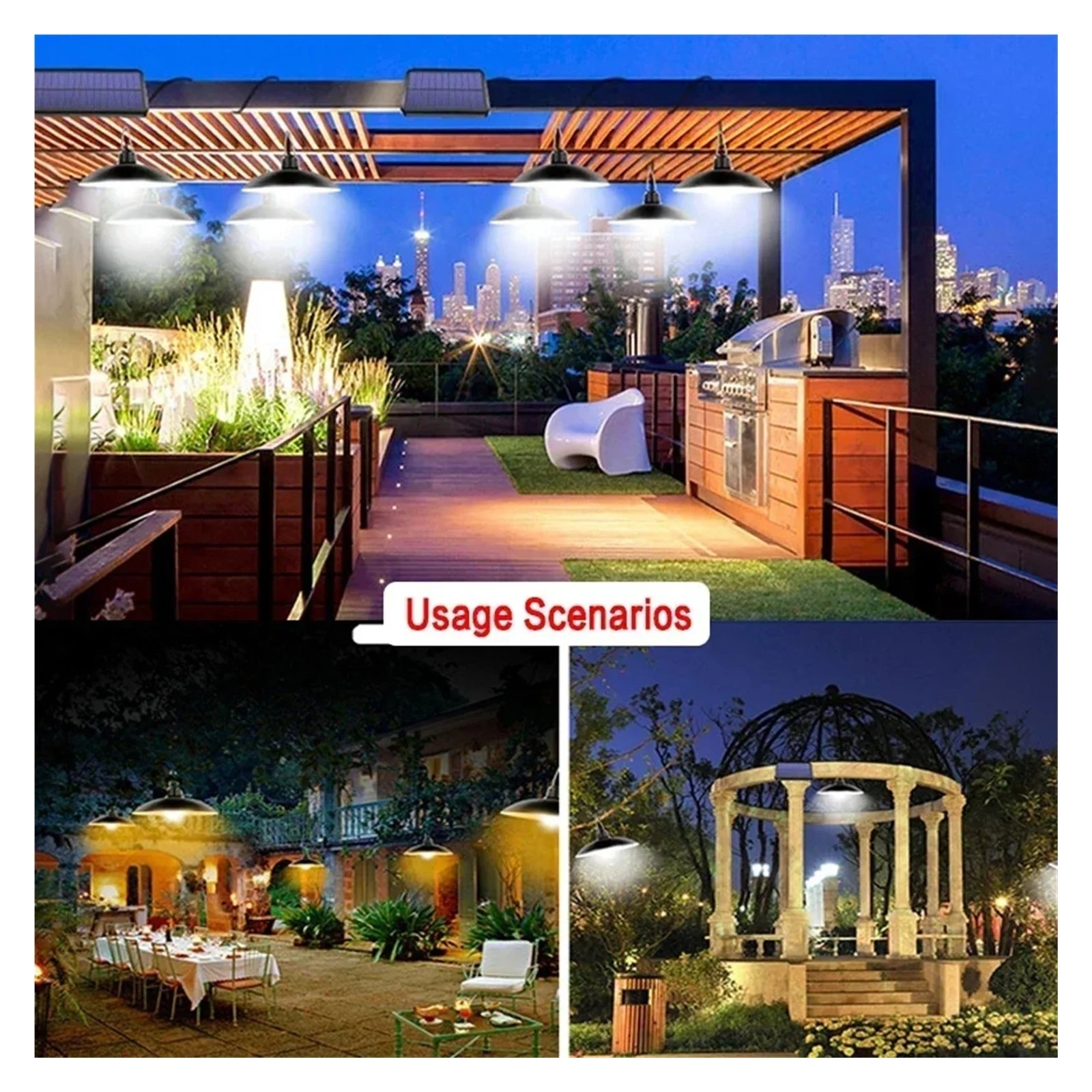 SenhuoSolar chandelier Super bright 2/1 chandelier IP65 waterproof indoor shed barn room Outdoor garden patio