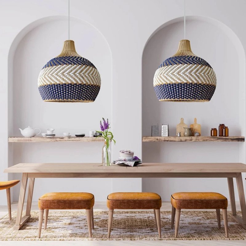 Traditional bamboo lampshade fiber vintage bamboo lampshade home decoration Classic Metal Character Item Lighting Bulk Style