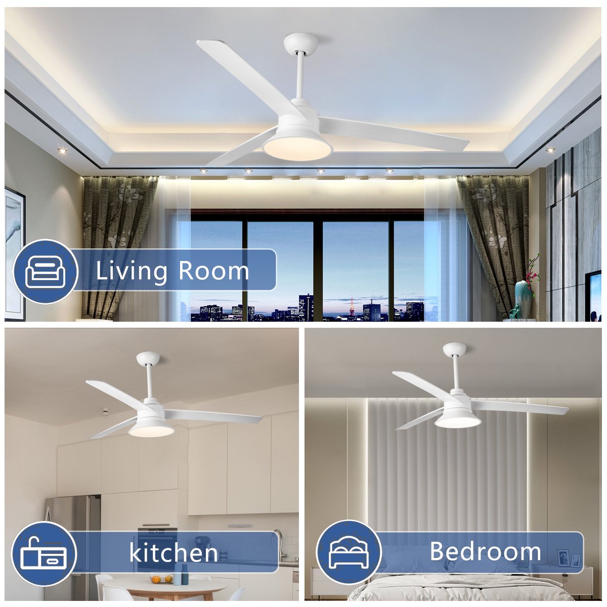 Modern Ceiling Interior Fan Decoration 56 inch Intelligent Remote Control Ceiling Fan with Light