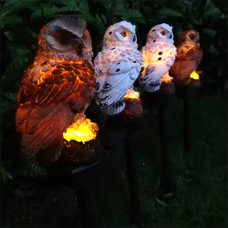Wholesale Solar Creative Owl LED Lights Outdoor Waterproof ground insertion lights Garden Lawn landscape lights Yard decoration