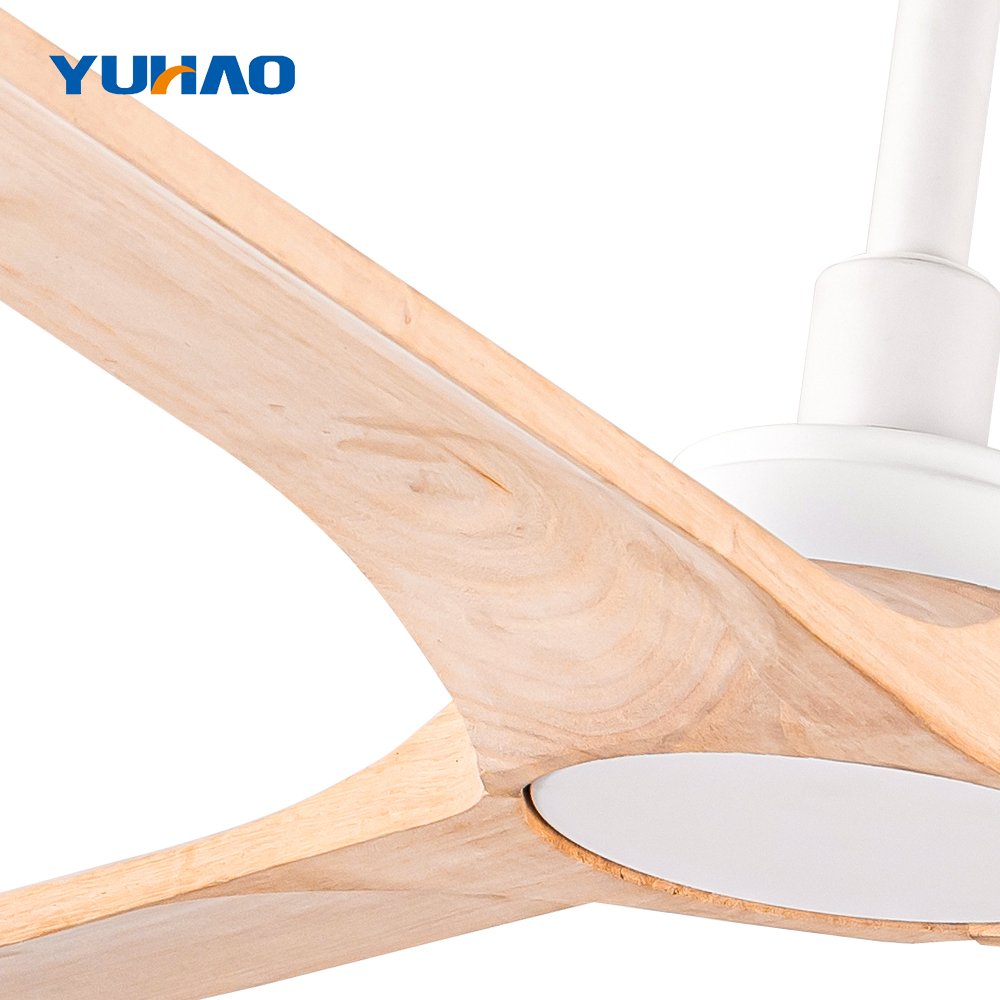 52" solid wood straight blades DC low noise ceiling fan without light