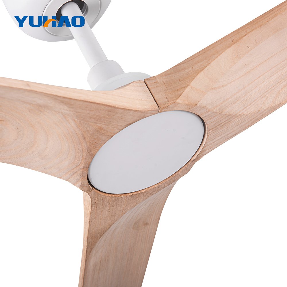 52" solid wood straight blades DC low noise ceiling fan without light