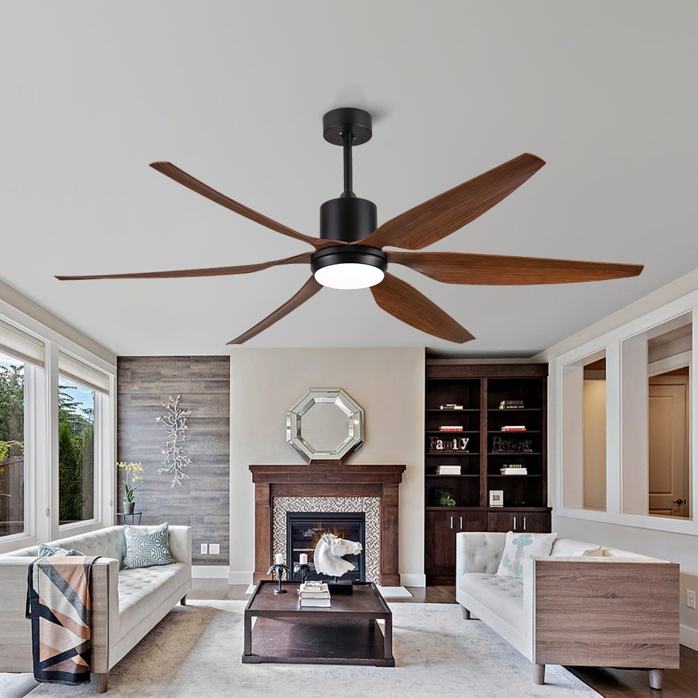 52" Solid Wood Modern 5 Blades High Air Volume Comfortable Wind 3 6 Speed Adjustable Ceiling Fan With Led Lamp
