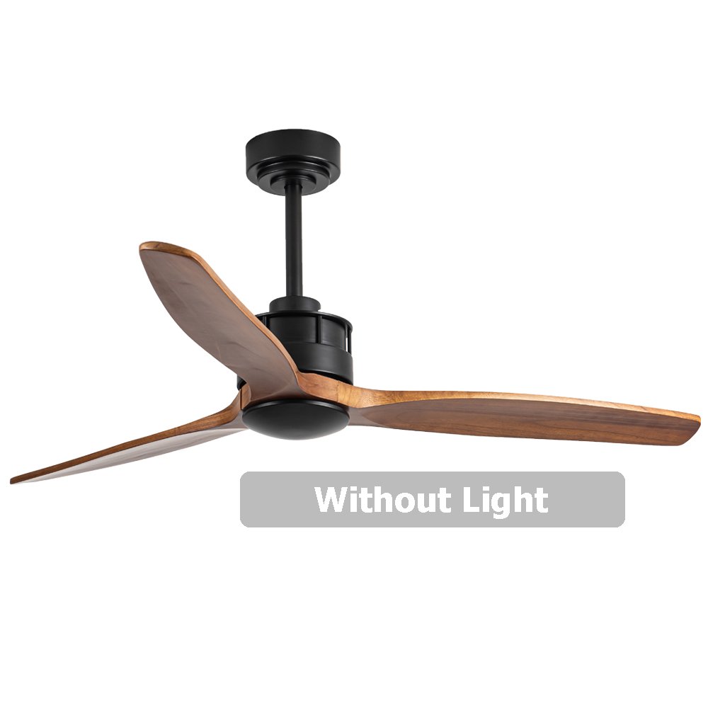 Modern 52" Waterproof Outdoor Ceiling Fan - Wet Rated, Energy Efficient, Quiet Wood Blades, No Light for Patio and Gazebo