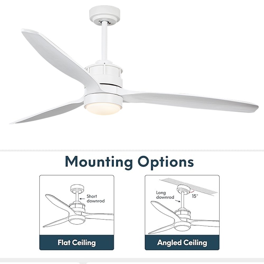 Modern 52" Waterproof Outdoor Ceiling Fan - Wet Rated, Energy Efficient, Quiet Wood Blades, No Light for Patio and Gazebo